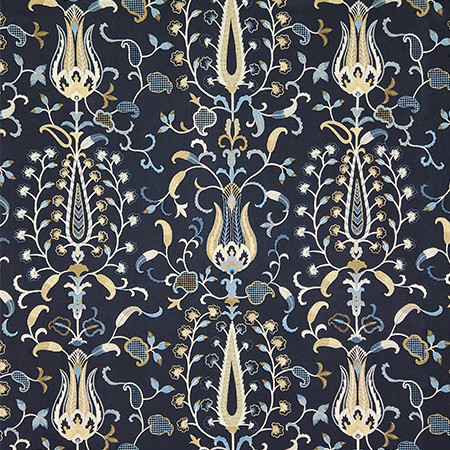 Carole Fabric Chance To Create Navy Hidden Treasure Base: 50% Poly, 50% Cotton Embr: 70% Poly, 30% Cotton India 30 1/2" V, 25 1/2" H 50" - My Fabric Connection -