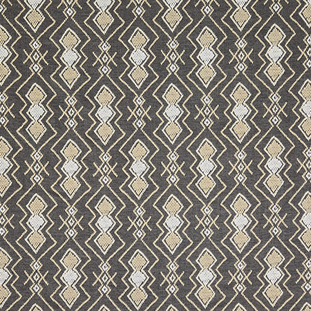 Carole Fabric Fresh Form Graphite Hidden Treasure Base: 84% Cotton, 16% Polyester Embr: 100% Cotton India 12 1/2" V, 3 3/4" H HD 54" - My Fabric Connection -