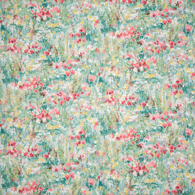 Carole Fabric Sooner Than Later Turquoise Misty Glen 55% Linen, 45% Viscose UK 25 1/8" V, 27" H HD 55"" - My Fabric Connection -