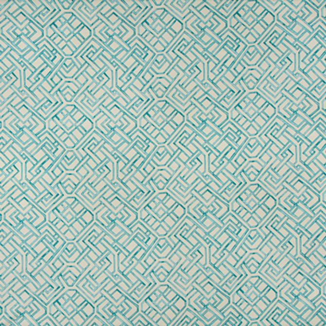 Carole Fabric Walk Away Teal Misty Glen 100% Cotton India 13 1/4" V, 13 1/2" H 55 1/2"" - My Fabric Connection -