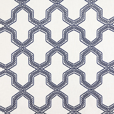 Carole Fabric Chosen Navy Shape Shifter Base: 100% Cotton Embr: 100% Polyester India 12 1/2" V, 10 1/4" H 53" - My Fabric Connection -