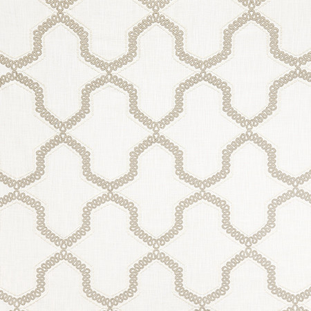 Carole Fabric Chosen Taupe Shape Shifter Base: 100% Cotton Embr: 100% Polyester India 12 1/2" V, 10 1/4" H 53" - My Fabric Connection -