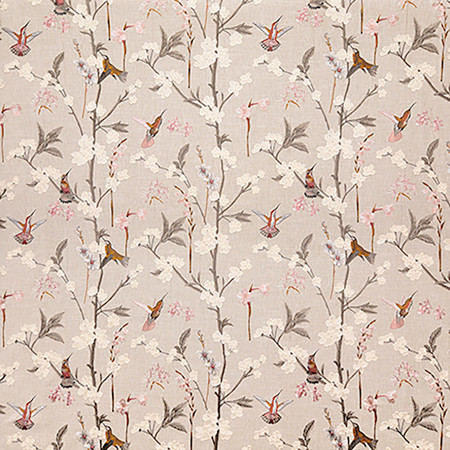 Carole Fabric Hummingbird Gathering Autumn Sunset Serenade Base: 69% Cotton, 31% Polyester Embr: 100% Rayon India 18 1/2" V, 25" H 50"" - My Fabric Connection -