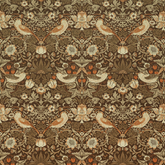 Wmah Fabric 7870 Strawberry Thief Velvet 1 Henna Fabric 100%POL TURKEY MARTINDALE WEAR TEST (50 000 CIRCULAR RUBS) </p><p>Repeat: H: 18.000, V: 14.125 54 in - My Fabric Connection -