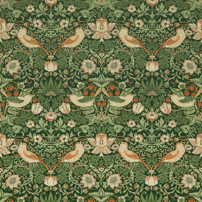 Wmah Fabric 7870 Strawberry Thief Velvet 4 Hunter Fabric 100%POL TURKEY MARTINDALE WEAR TEST (50 000 CIRCULAR RUBS) </p><p>Repeat: H: 18.000, V: 14.125 54 in - My Fabric Connection -