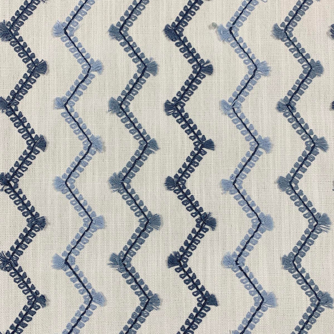 Magnolia Fabric Zag Bluesy - Base: 100% Polyester Emb: 100% Cotton India 5000 Horizontal: 4.50" and Vertical: 2" 53" - My Fabric Connection -
