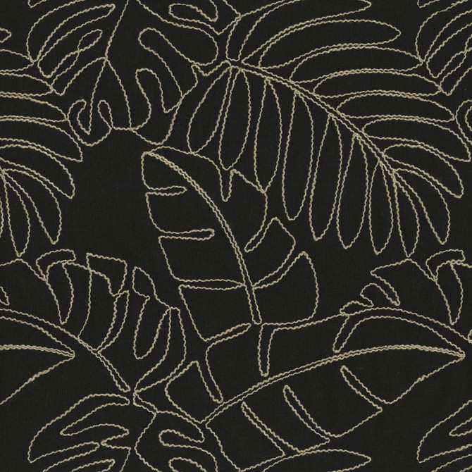 TOMMY BAHAMA Fabric Monstera Emb. Ebony 880182 - Base 55% cotton, 45% polyester / Emb. 50% rayon, 50% linen India 51000 Horizontal: 13.5 and Vertical: 15.5 55 - My Fabric Connection -