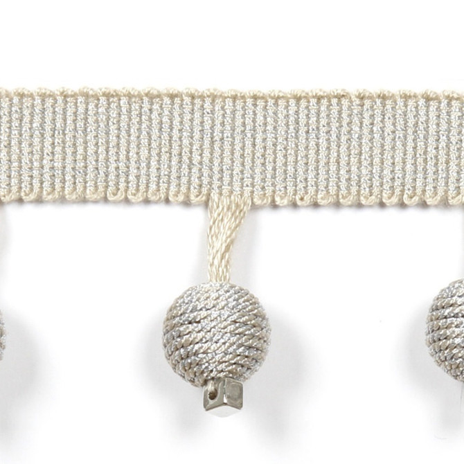 Europatex Fabric Le Lin Metallic Beaded Fringe Porcelain Le Lin 53% Fibranne, 28% Rayon, 19% Cotton 1.46 inches - My Fabric Connection -