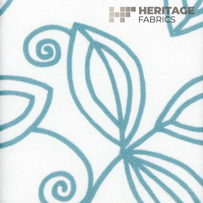 Heritage Fabric Botanique Turquoise - 100% Polyester India 12,000 Horizontal: 18" and Vertical: 9.5" 54" - My Fabric Connection -
