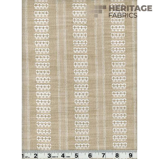 Heritage Fabric Mykonos French Vanilla - 100% Polyester India Horizontal: 3 and Vertical: 0.5 54" - My Fabric Connection -