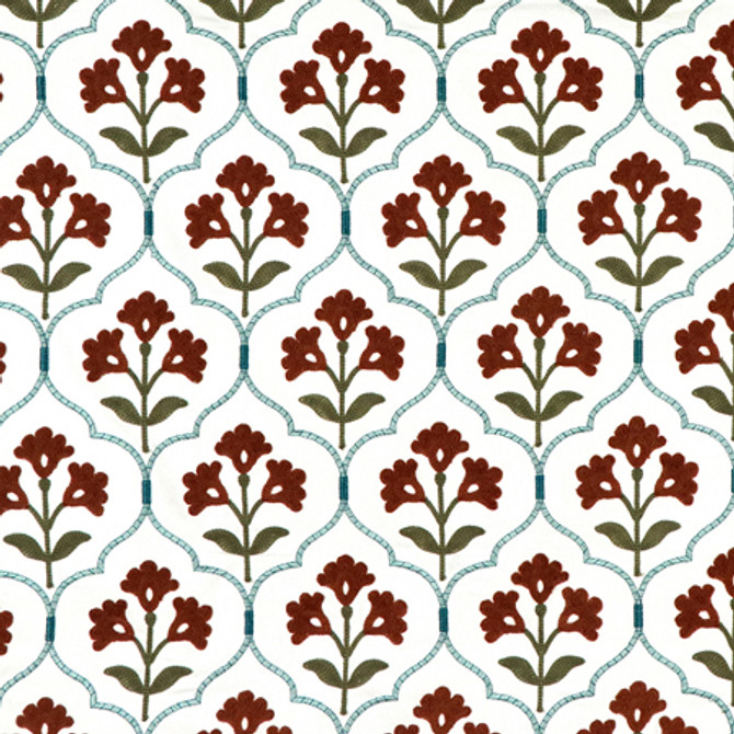 <p>Carole Fabric Kindred Sienna</p><p><strong>Required Minimum Quantity Purchase: 2 yards</strong></p><p>Book: Forget Me Knot</p><p>Content: Base: 100% Cotton Embr: 71.7% Cotton, 23.1% Acrylic, 5.2% Viscose</p><p>Origin: </p><p>Performance: N/A</p><p>Repeat: 7 1/2" V, 2 3/4" H HD</p><p>Width: 50*"</p>