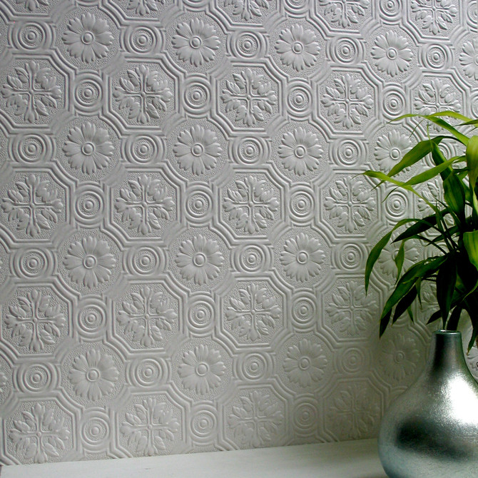 Brewster Spencer White Paintable Supaglypta Wallpaper Anaglypta XII Covers about 55 square feet Great Britain Unpasted 4.3-in repeat, straight match 20-in by 33-ft long roll - My Fabric Connection - Brewster Spencer White Paintable Supaglypta Wallpaper Anaglypta XII Covers about 55 square feet Great Britain Unpasted 4.3-in repeat, straight match 20-in by 33-ft long roll - My Fabric Connection -