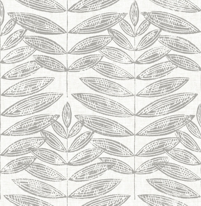 A-Street Prints Akira Grey Leaf Wallpaper Annelie Covers about 56.4 square feet Great Britain Unpasted 20.9-in repeat, drop match 20.5-in by 33-ft long roll - My Fabric Connection -