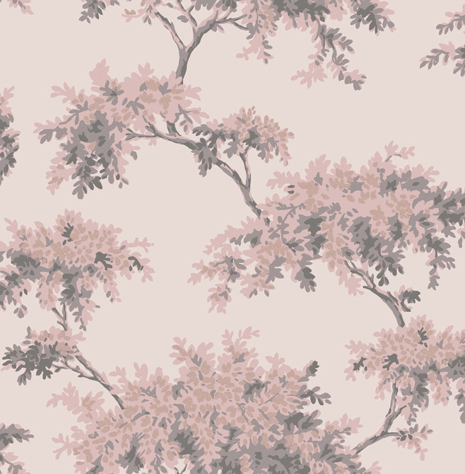Brewster Ashdown Pink Tree Wallpaper Archive Collection Covers about 56.4 square feet Great Britain Unpasted 21-in repeat, drop match 20.5-in by 33-ft long roll - My Fabric Connection -