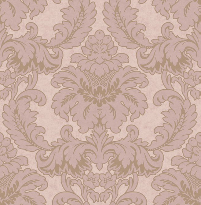 Brewster Windsor Pink Damask Wallpaper Archive Collection Covers about 56.4 square feet Great Britain Unpasted 21-in repeat, straight match 20.5-in by 33-ft long roll - My Fabric Connection -