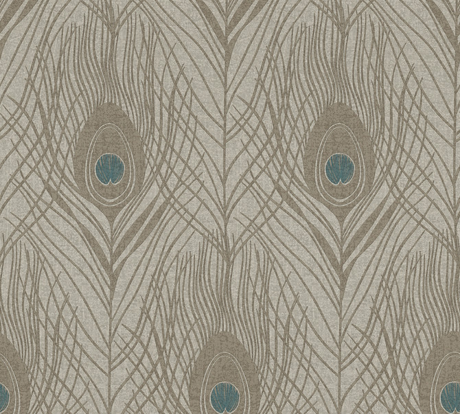 AS Creation Prosperity Bronze Feather Wallpaper AS Creation Covers about 57.5 square feet Germany Unpasted 20.9-in repeat, straight match 20.9-in by 33-ft long roll - My Fabric Connection -