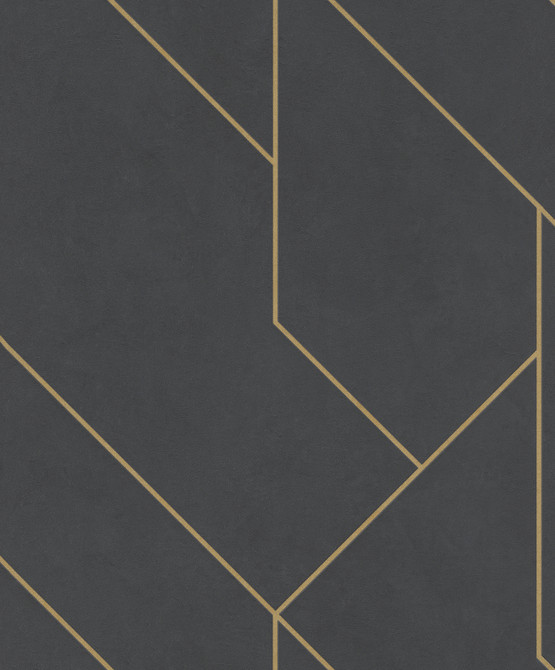 Advantage Pollock Black Gilded Geometric Wallpaper Beyond Textures Covers about 57.8 square feet Germany Unpasted 12.6-in repeat, drop match 21-in by 33-ft long roll - My Fabric Connection -