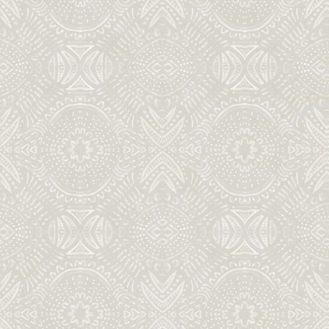 Chesapeake Java Light Grey Medallion Wallpaper Birch & Sparrow Covers about 56.4 square feet 20.5-in by 33-ft long roll Prepasted 20.5 - My Fabric Connection -
