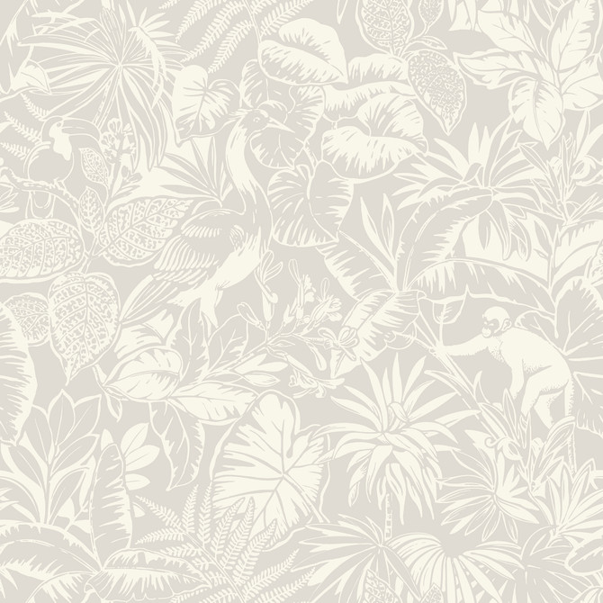 Chesapeake Corcovado Grey Jungle Jamboree Wallpaper Blue Heron Covers about 56.4 square feet United States Prepasted 20.5-in repeat, straight match 20.5-in by 33-ft long roll - My Fabric Connection - Chesapeake Corcovado Grey Jungle Jamboree Wallpaper Blue Heron Covers about 56.4 square feet United States Prepasted 20.5-in repeat, straight match 20.5-in by 33-ft long roll - My Fabric Connection -