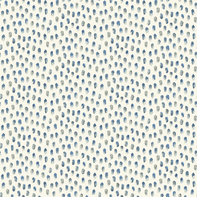 Chesapeake Sand Drips Blue Painted Dots Wallpaper Blue Heron Covers about 56.4 square feet United States Prepasted 5.125-in repeat, straight match 20.5-in by 33-ft long roll - My Fabric Connection -
