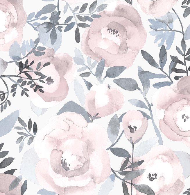 A-Street Prints Orla Purple Floral Wallpaper BlueBell Covers about 56.4 square feet Great Britain Unpasted 20.9-in repeat, drop match 20.5-in by 33-ft long roll - My Fabric Connection -