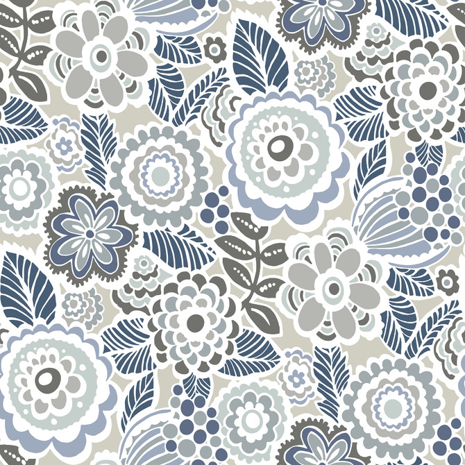A-Street Prints Lucy Grey Floral Wallpaper BlueBell Covers about 56.4 square feet Great Britain Unpasted 20.9-in repeat, straight match 20.5-in by 33-ft long roll - My Fabric Connection - A-Street Prints Lucy Grey Floral Wallpaper BlueBell Covers about 56.4 square feet Great Britain Unpasted 20.9-in repeat, straight match 20.5-in by 33-ft long roll - My Fabric Connection -