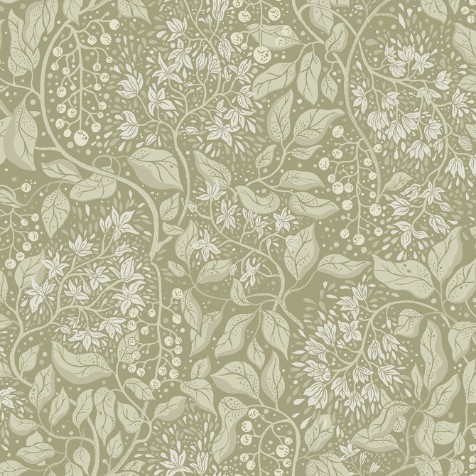 A-Street Prints Turi Moss Twining Vines Wallpaper Botanica Covers about 57.5 square feet Sweden Unpasted 20.9-in repeat, half drop match 20.9-in by 33-ft long roll - My Fabric Connection -