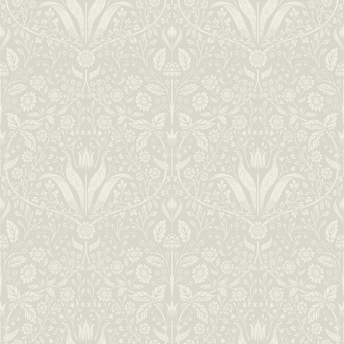 A-Street Prints Mara Beige Tulip Ogee Wallpaper Botanica Covers about 57.5 square feet Sweden Unpasted 20.9-in repeat, straight match 20.9-in by 33-ft long roll - My Fabric Connection -
