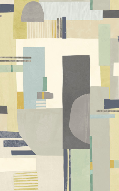 ohpopsi Rhodes Neutral Blocs Wallpaper Concept Covers about 54.2 square feet Great Britain Unpasted 31.5-in repeat, half drop match 19.7-in by 33-ft long roll - My Fabric Connection -