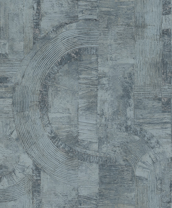 Advantage Abe Blue Geo Wallpaper Concrete Covers about 57.5 square feet Germany Unpasted 12.6-in repeat, drop match 20.9-in by 33-ft long roll - My Fabric Connection -
