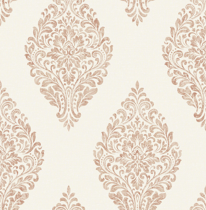 Advantage Gillian Copper Medallion Wallpaper Curio Covers about 56.4 square feet 20.5-in by 33-ft long roll Unpasted 20.8 - My Fabric Connection -