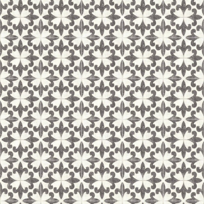 Chesapeake Remy Black Fleur Tile Wallpaper Delphine Covers about 56.4 square feet 20.5-in by 33-ft long roll Prepasted 20.5 - My Fabric Connection -