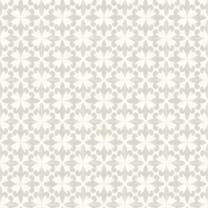 Chesapeake Remy Light Grey Fleur Tile Wallpaper Delphine Covers about 56.4 square feet United States Prepasted 20.5-in repeat, straight match 20.5-in by 33-ft long roll - My Fabric Connection -