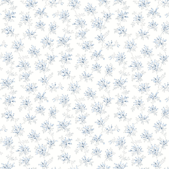 Chesapeake Sofiane Blue Botanical Trail Wallpaper Delphine Covers about 56.4 square feet 20.5-in by 33-ft long roll Prepasted 20.5 - My Fabric Connection -