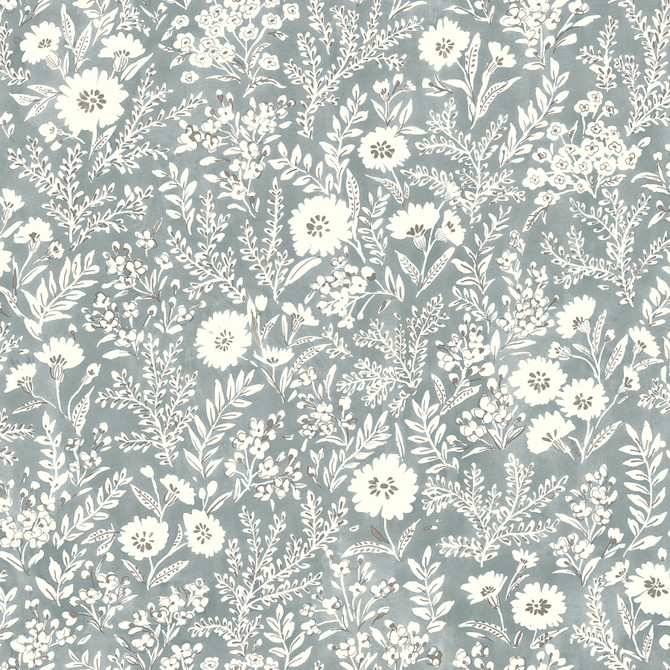 Chesapeake Agathon Blue Floral Wallpaper Delphine Covers about 56.4 square feet 20.5-in by 33-ft long roll Prepasted 20.5 - My Fabric Connection -