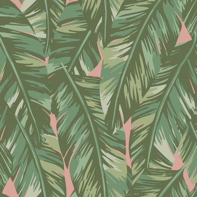 ESTA Home Dumott Olive Tropical Leaves Wallpaper Design Department Covers about 56.4 square feet 20.5-in by 33-ft long roll Unpasted 20.9 - My Fabric Connection -