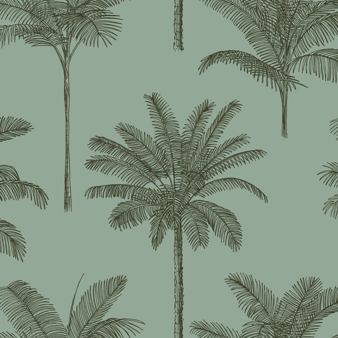 ESTA Home Taj Sage Palm Trees Wallpaper Design Department Covers about 57.5 square feet Netherlands Unpasted 20.9-in repeat, drop match 20.9-in by 33-ft long roll - My Fabric Connection -