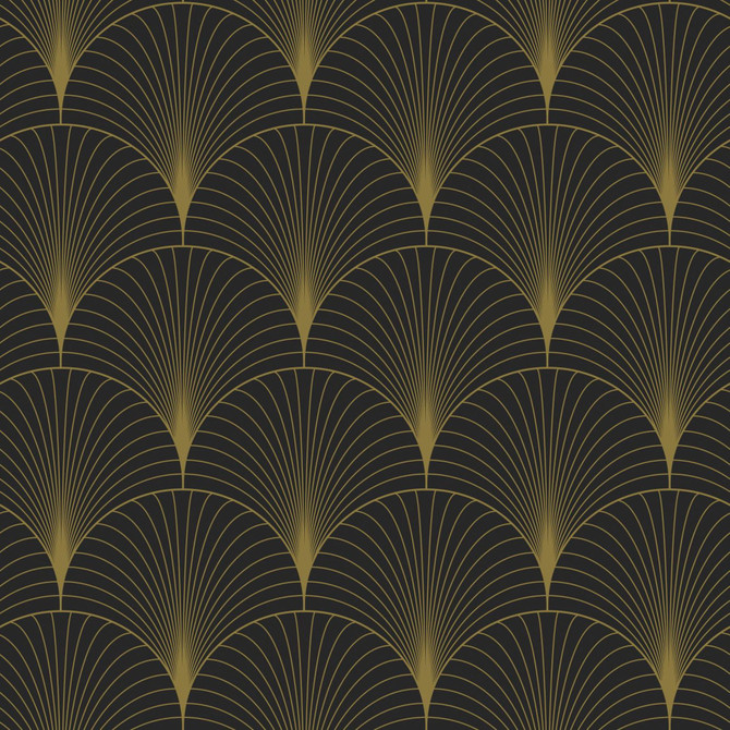 ESTA Home Lempicka Black Art Deco Motif Wallpaper Design Department Covers about 57.5 square feet Netherlands Unpasted 6.9-in repeat, straight match 20.9-in by 33-ft long roll - My Fabric Connection -