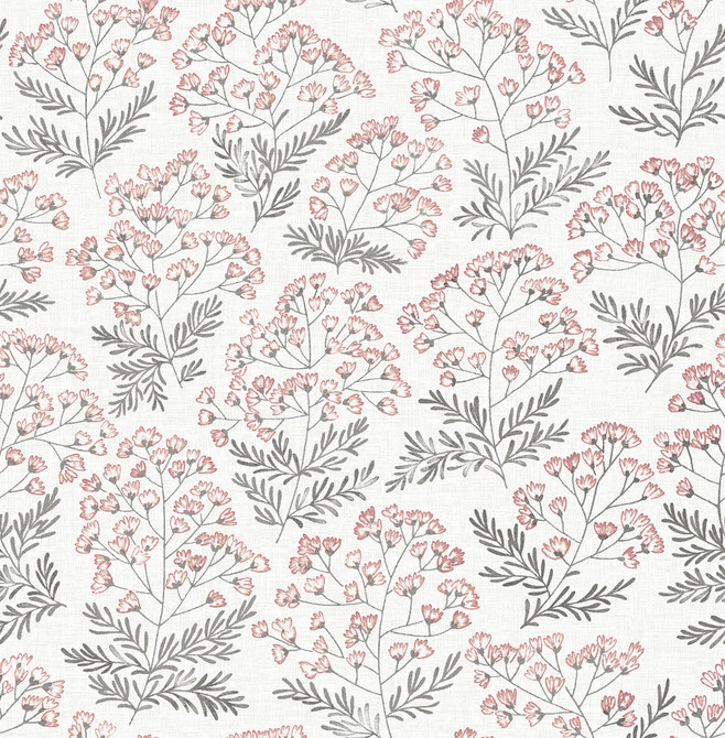 A-Street Prints Floret Pink Floral Wallpaper Equinox Covers about 56.4 square feet Great Britain Unpasted 20.9-in repeat, straight match 20.5-in by 33-ft long roll - My Fabric Connection -