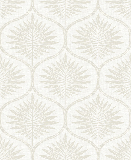 A-Street Prints Laurel Bone Ogee Wallpaper Equinox Covers about 56.4 square feet Great Britain Unpasted 12.6-in repeat, straight match 20.5-in by 33-ft long roll - My Fabric Connection -