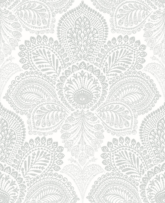 A-Street Prints Triumph Off White Medallion Wallpaper Equinox Covers about 56.4 square feet Great Britain Unpasted 25.2-in repeat, straight match 20.5-in by 33-ft long roll - My Fabric Connection -