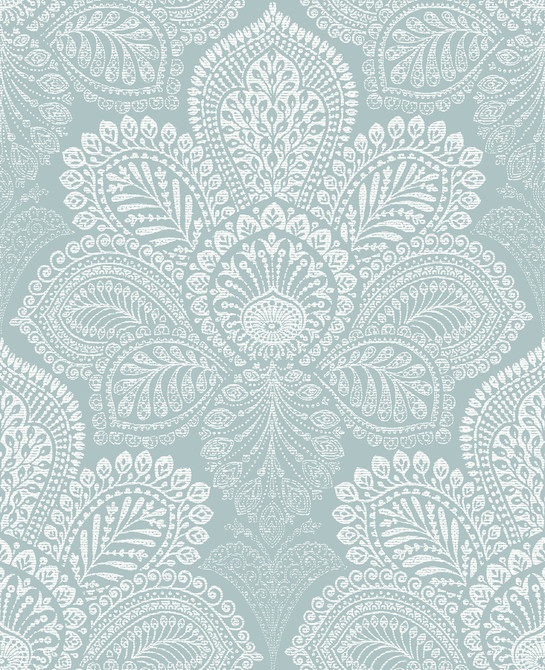 A-Street Prints Triumph Light Blue Medallion Wallpaper Equinox Covers about 56.4 square feet 20.5-in by 33-ft long roll Unpasted 25.2 - My Fabric Connection -