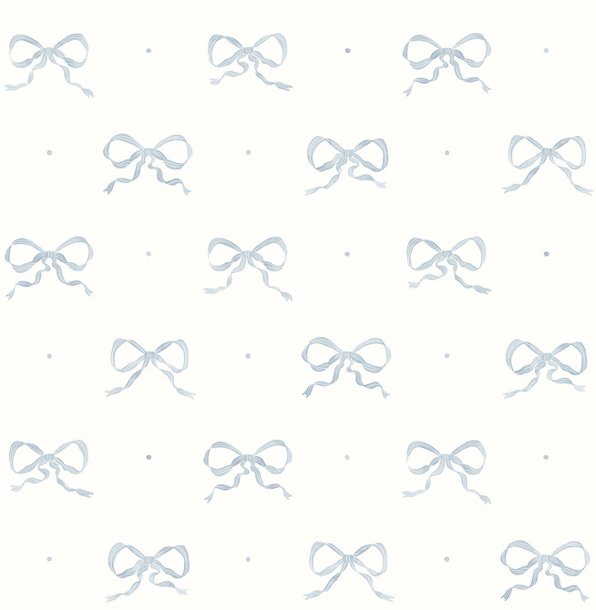 A-Street Prints Emma Blue Heather Large Bow Wallpaper Erin Gates Covers about 56.4 square feet United States Unpasted 21-in repeat, straight match 20.5-in by 33-ft long roll - My Fabric Connection -