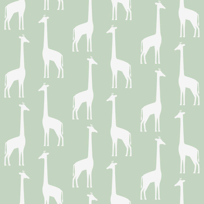 Chesapeake Vivi Sage Giraffe Wallpaper Fable Covers about 57.5 square feet Netherlands Unpasted 5.2-in repeat, drop match 20.9-in by 33-ft long roll - My Fabric Connection -