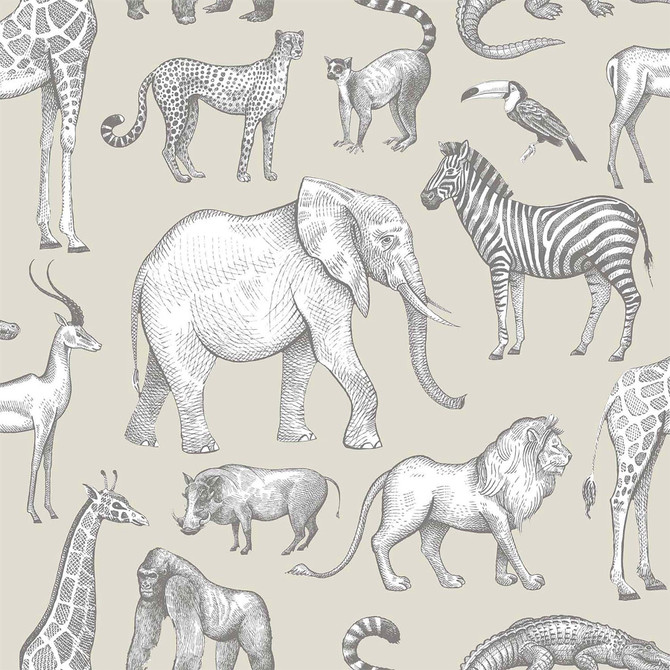 Chesapeake Kenji Taupe Safari Wallpaper Fable Covers about 57.5 square feet Netherlands Unpasted 10.4-in repeat, drop match 20.9-in by 33-ft long roll - My Fabric Connection -