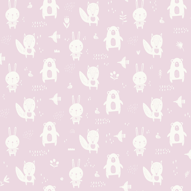 Chesapeake Bitsy Pink Woodland Wallpaper Fable Covers about 57.5 square feet France Unpasted 10.4-in repeat, drop match 20.9-in by 33-ft long roll - My Fabric Connection -