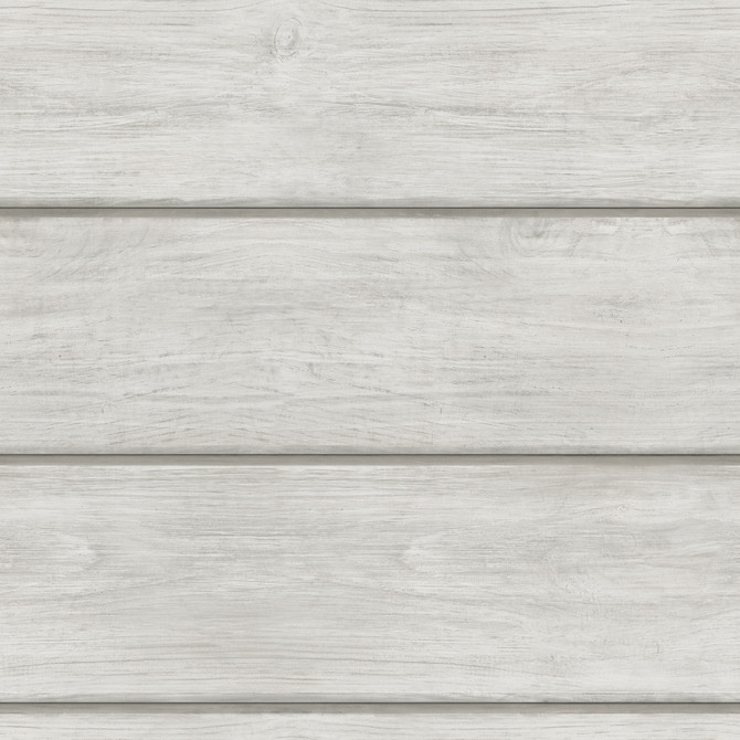 Chesapeake Cassidy Light Grey Wood Planks Wallpaper Farmhouse Covers about 56.4 square feet United States Prepasted 20.9-in repeat, straight match 20.5-in by 33-ft long roll - My Fabric Connection -