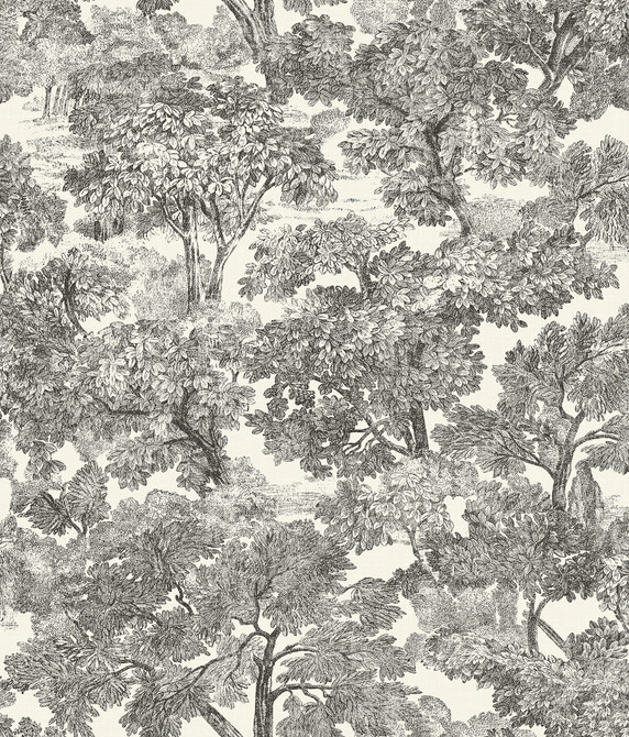 Chesapeake Spinney Black Toile Wallpaper Wildflower Covers about 56.4 square feet 20.5-in by 33-ft long roll Prepasted 24 - My Fabric Connection -