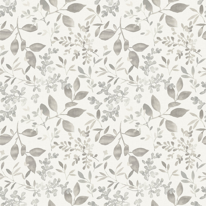 Chesapeake Tinker Grey Woodland Botanical Wallpaper Flora & Fauna Covers about 56.4 square feet United States Prepasted 10.5-in repeat, straight match 20.5-in by 33-ft long roll - My Fabric Connection -