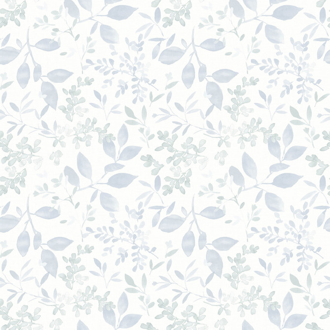 Chesapeake Tinker Light Blue Woodland Botanical Wallpaper Flora & Fauna Covers about 56.4 square feet 20.5-in by 33-ft long roll Prepasted 10.5 - My Fabric Connection -